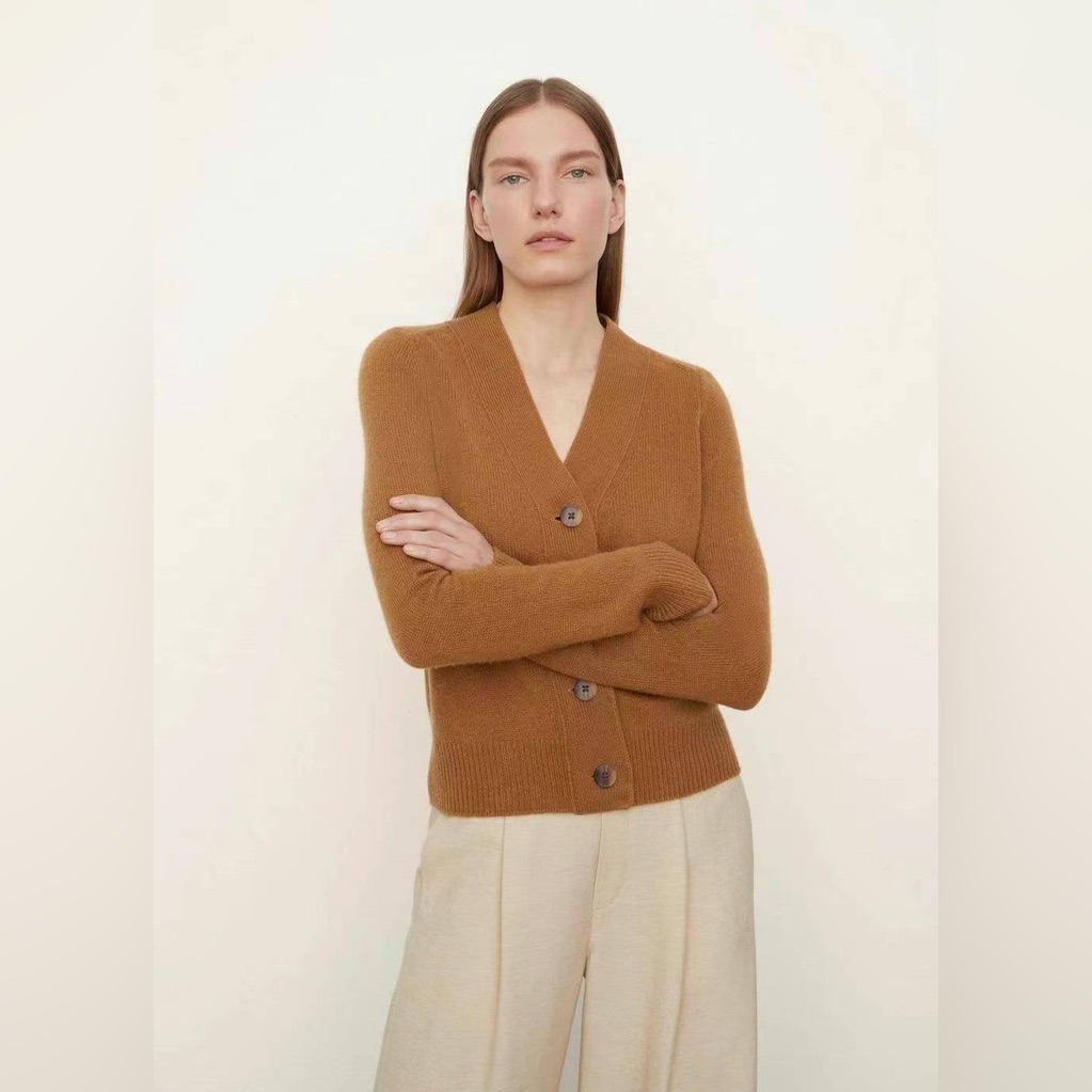 Nwt Vince Shrunken Ribbed-Knit Cashmere Cardigan Sweater